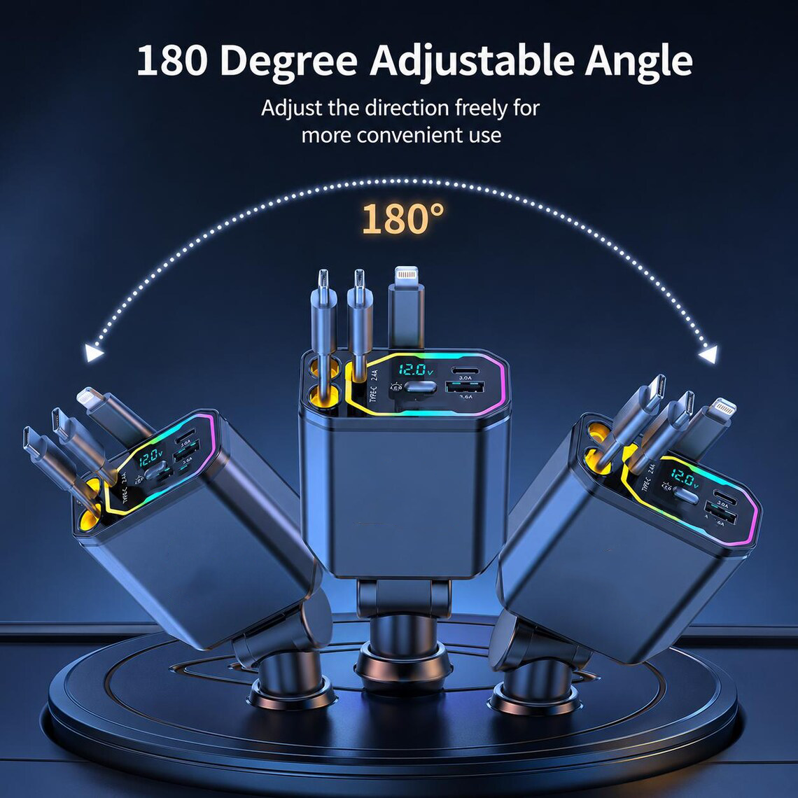 152W Multi-Device Car Charger with Voltage Display