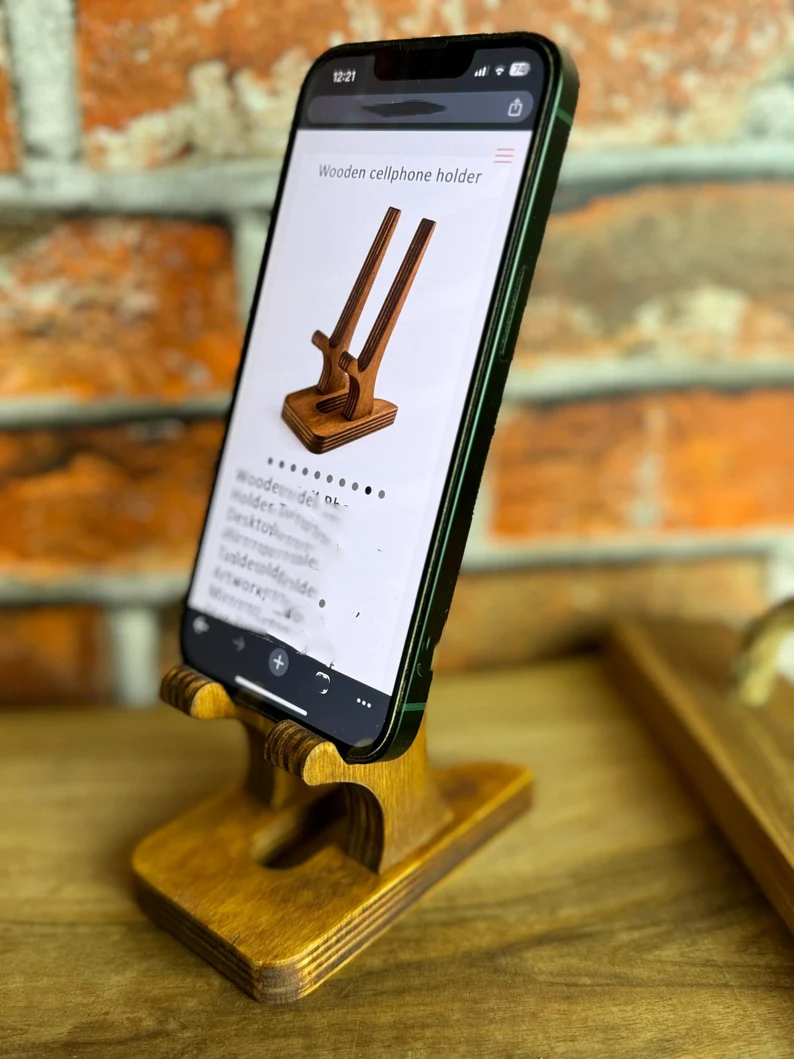 Dual Slot Wooden Device Display Stand