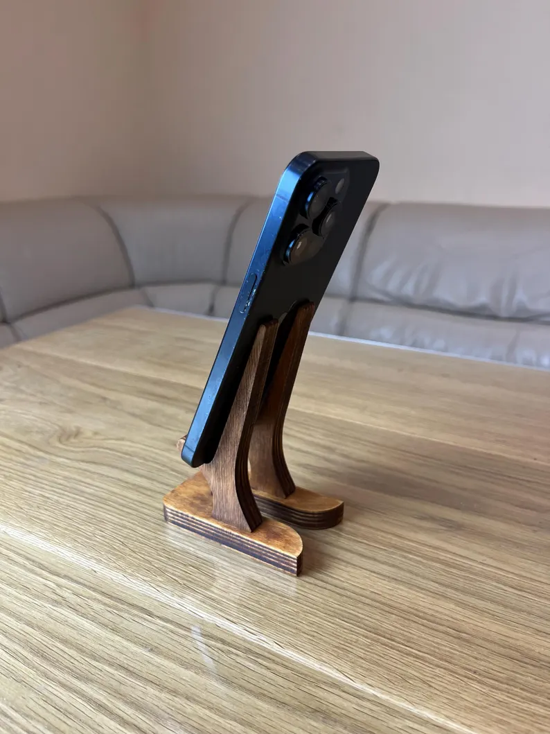 Dual Slot Wooden Device Display Stand