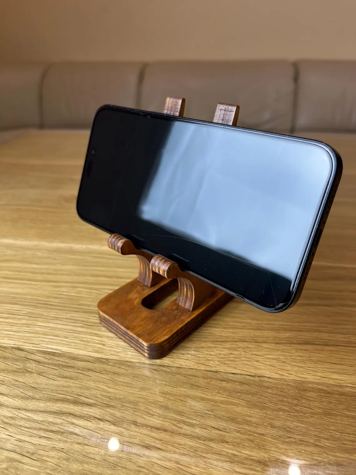 Dual Slot Wooden Device Display Stand