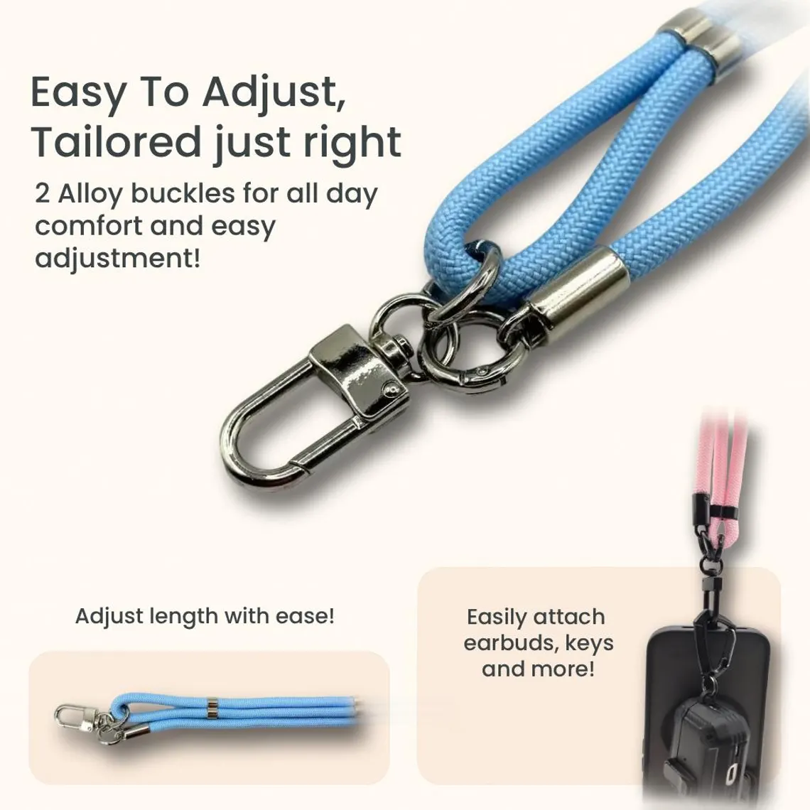 Adjustable Braided Nylon Crossbody Phone Lanyard