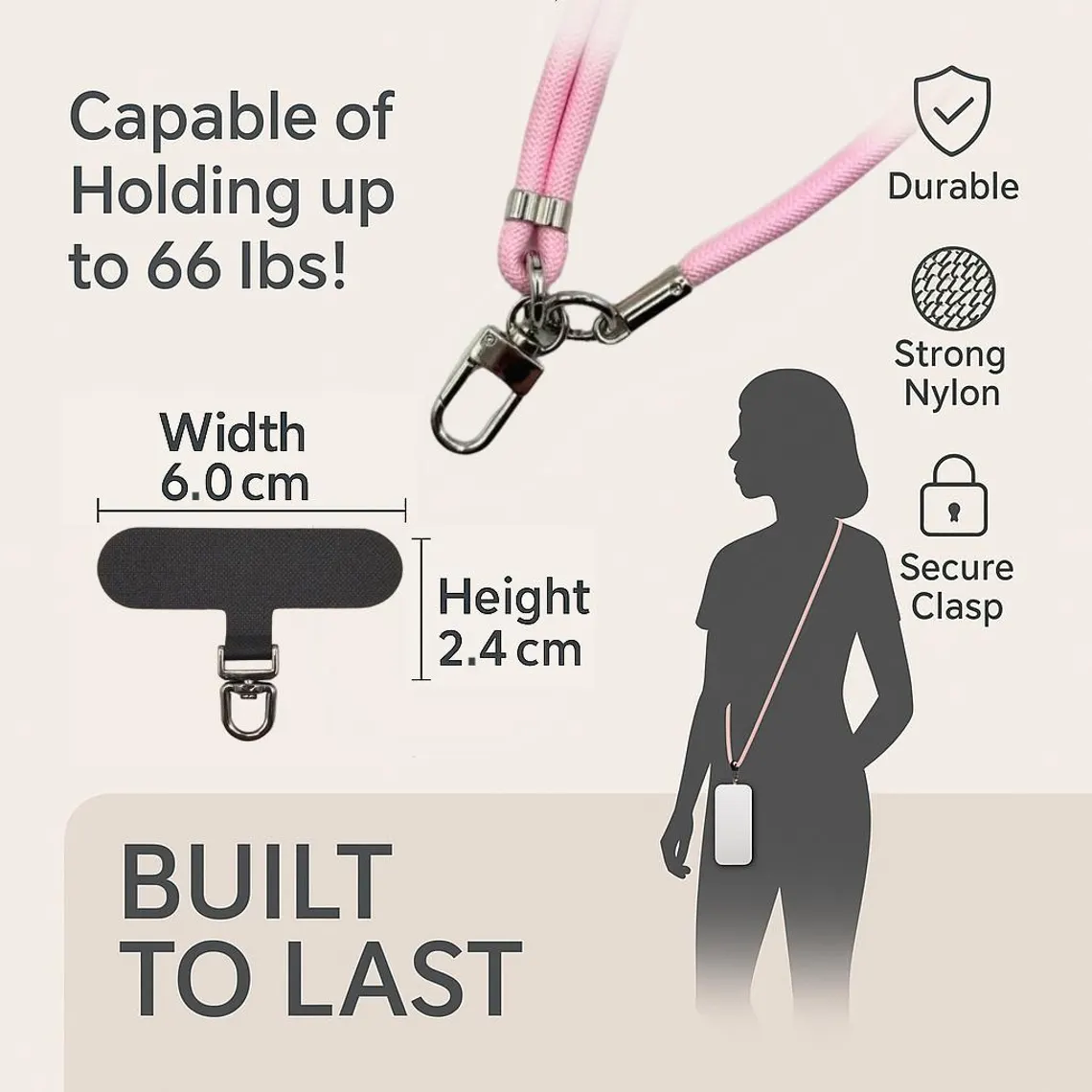 Adjustable Braided Nylon Crossbody Phone Lanyard