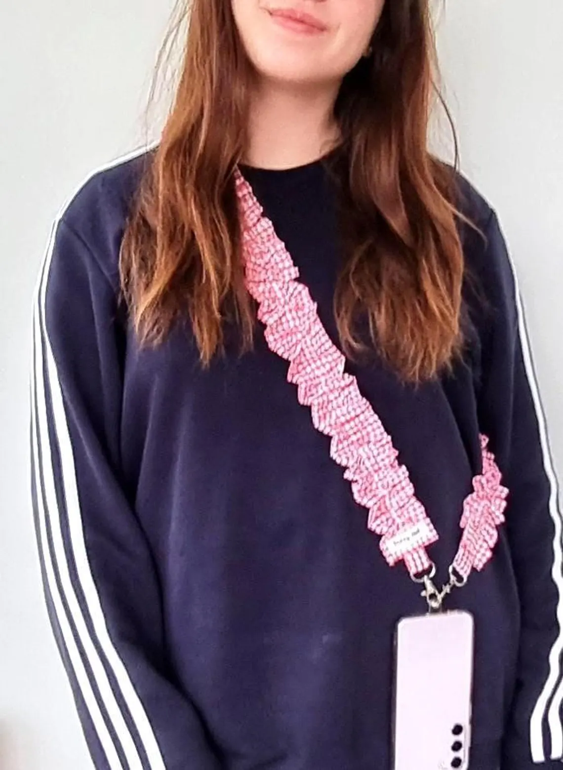 Ruffled Gingham Crossbody Multi Purpose Strap