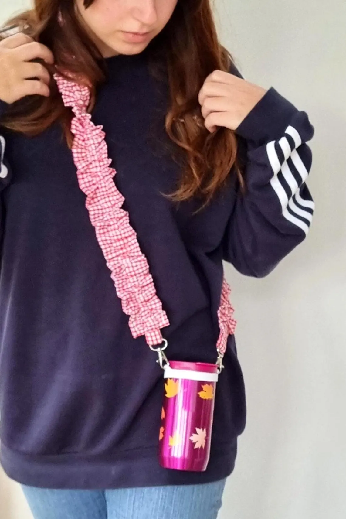 Ruffled Gingham Crossbody Multi Purpose Strap