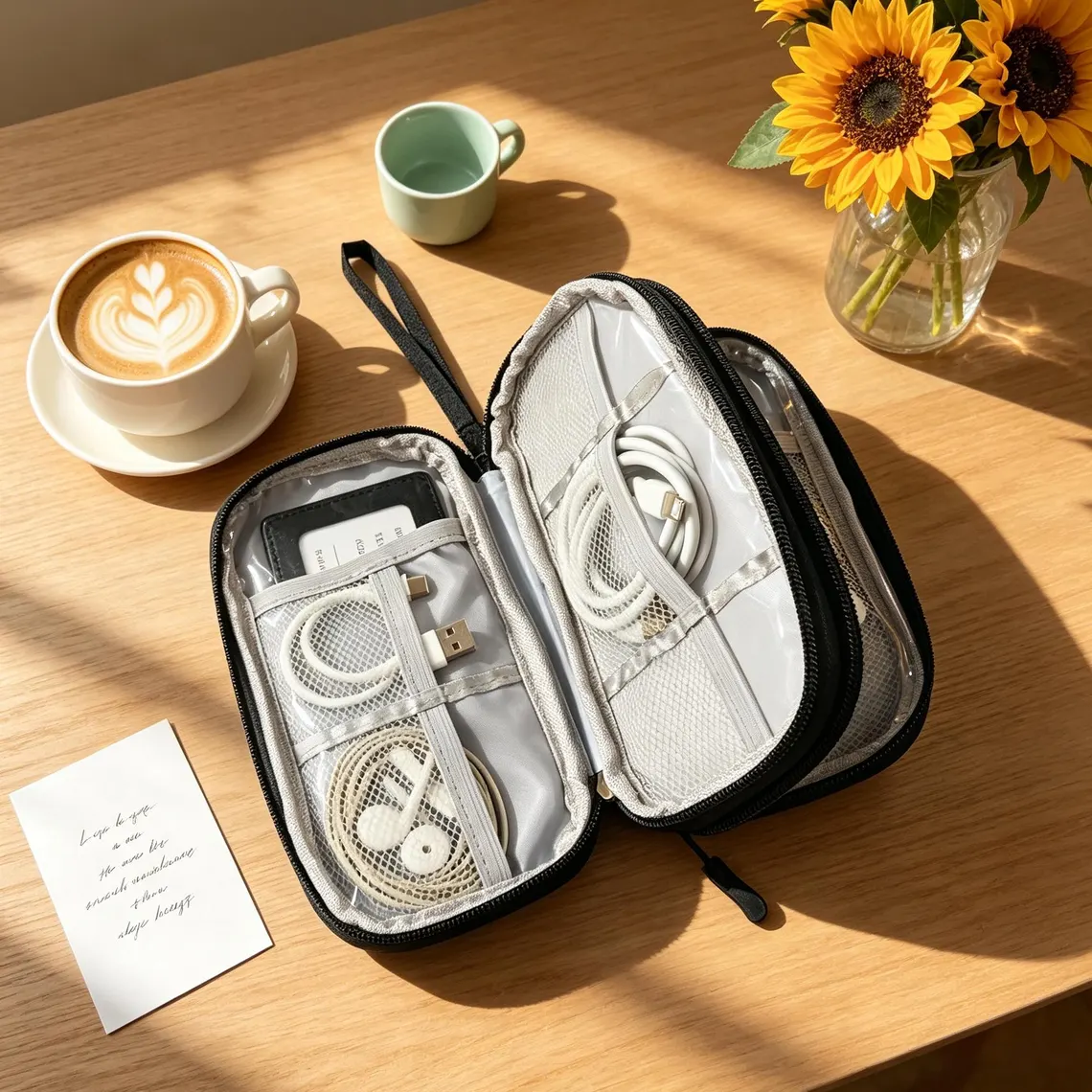 Portable Multi Compartment Electronic Accessory Storage Bag