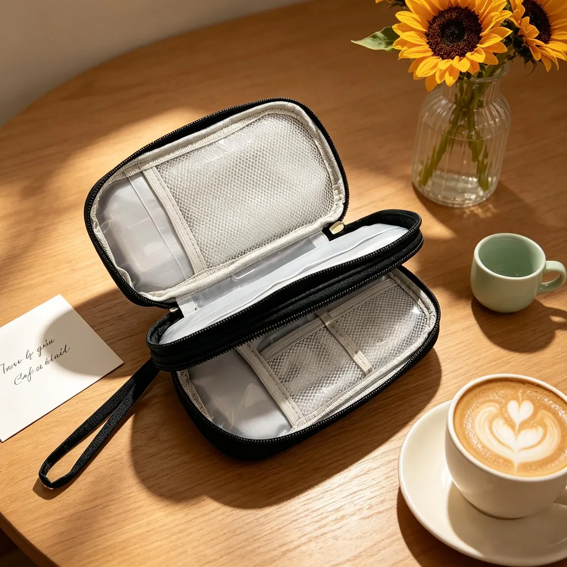 Portable Multi Compartment Electronic Accessory Storage Bag