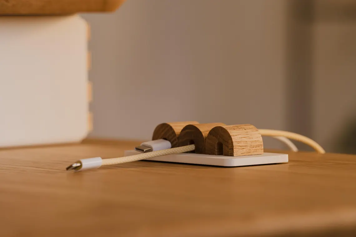 Magnetic Wooden Desk Cable Cord Organizer
