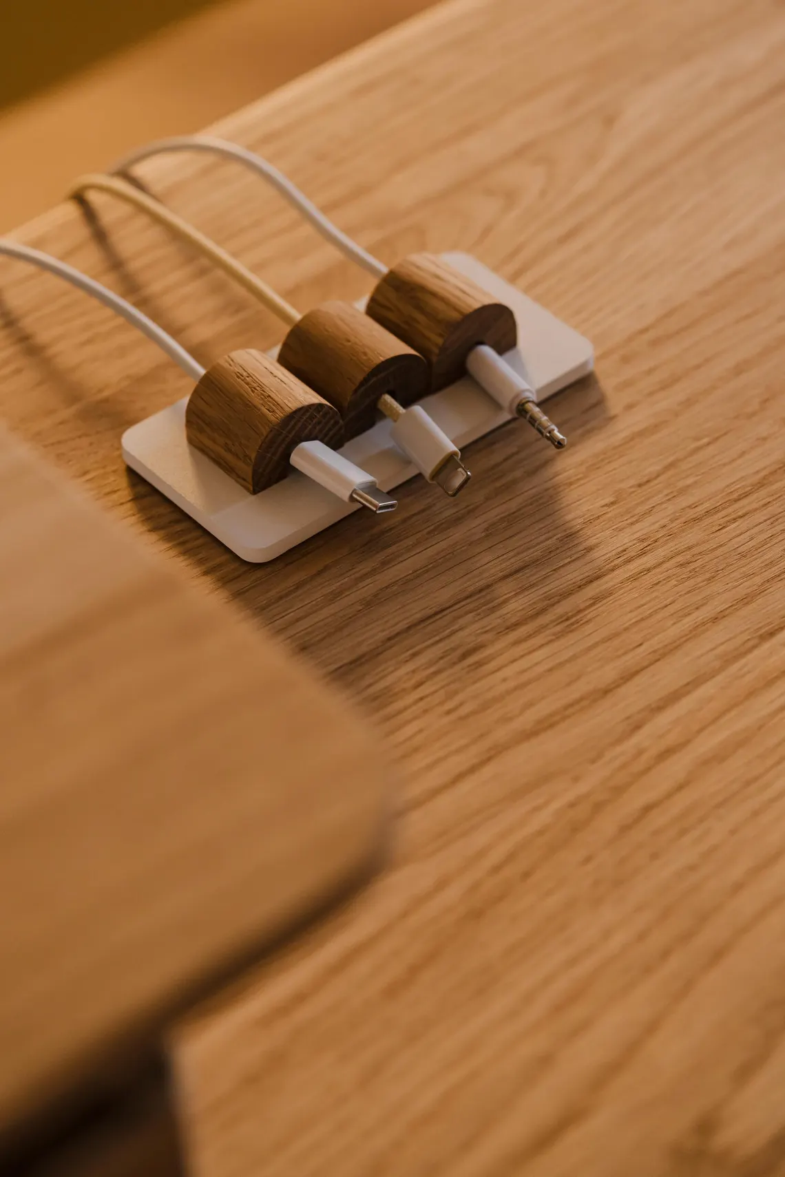 Magnetic Wooden Desk Cable Cord Organizer