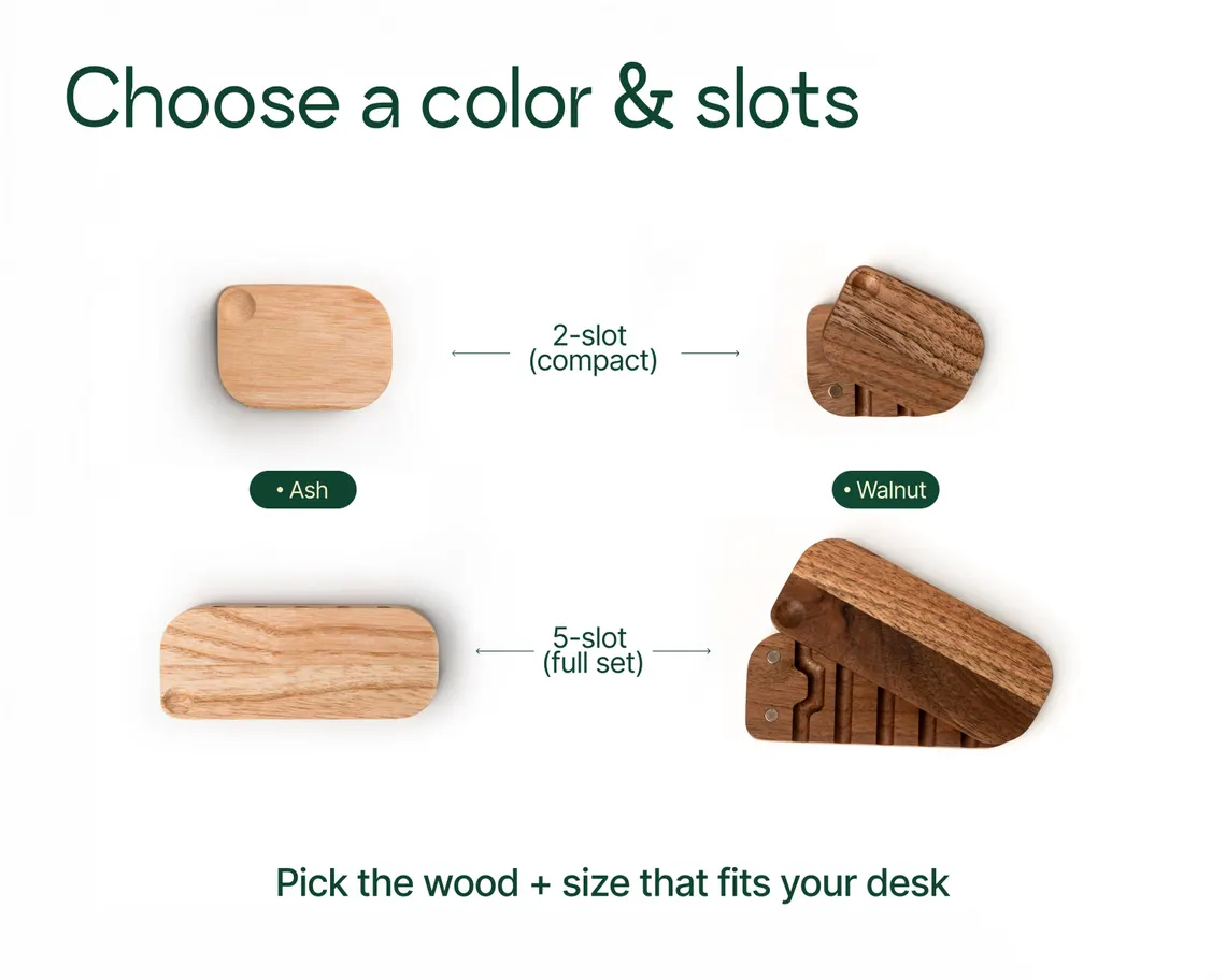 Magnetic Solid Wood Desk Cable Holder