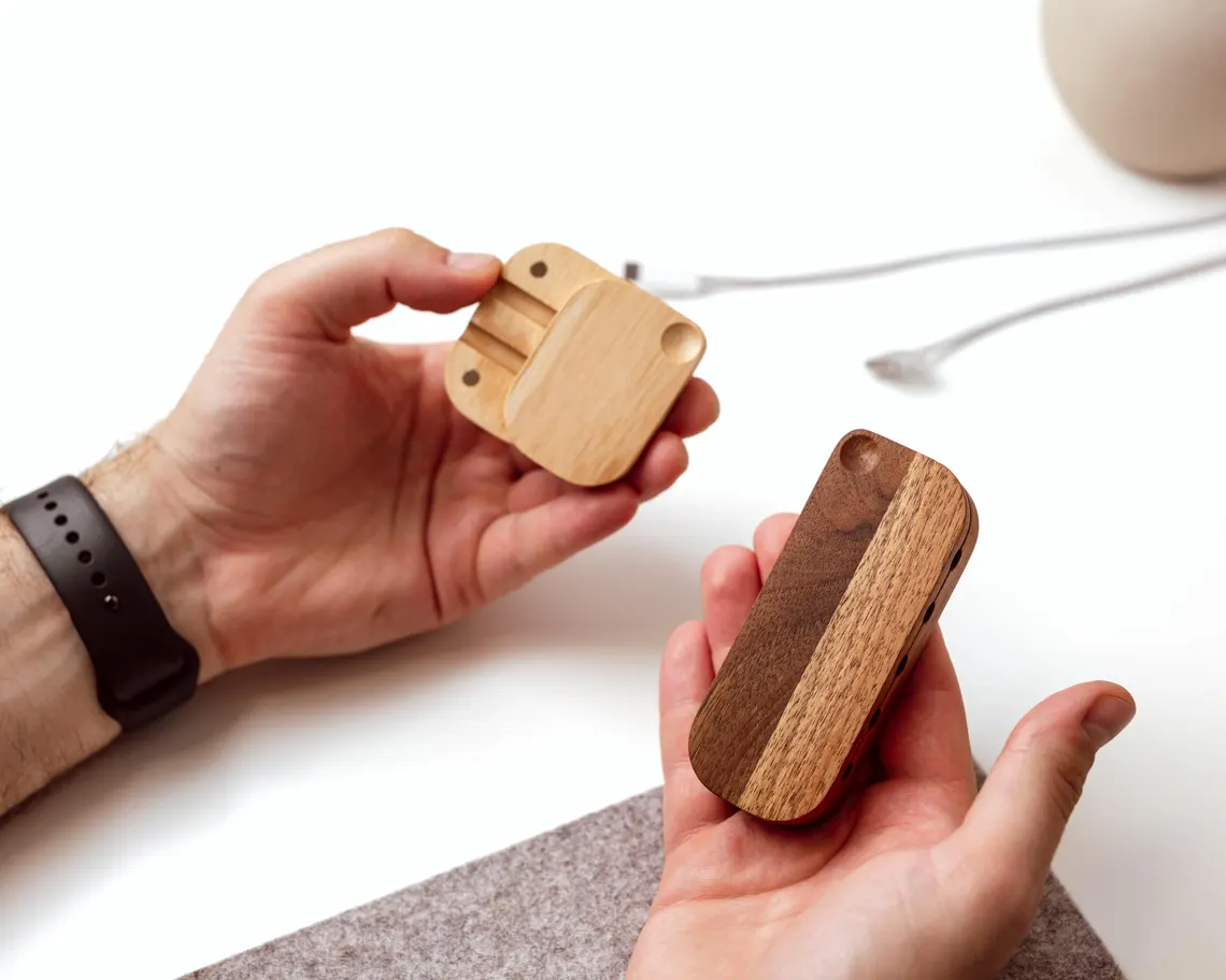 Magnetic Solid Wood Desk Cable Holder