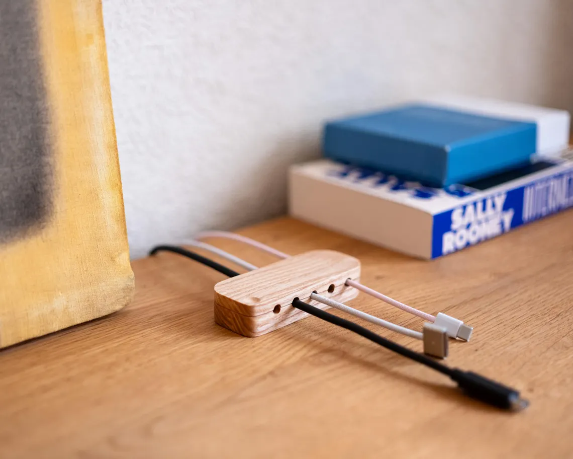 Magnetic Solid Wood Desk Cable Holder