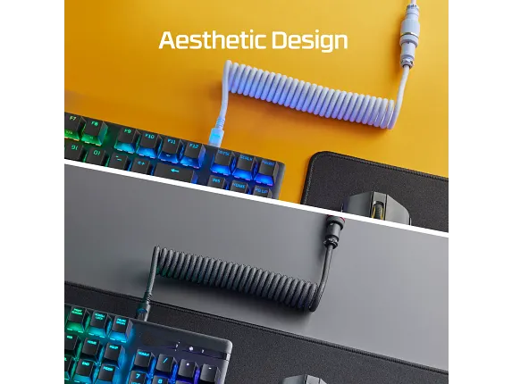 5-Pin Aviator Coiled USB-C to USB-A Keyboard Cable
