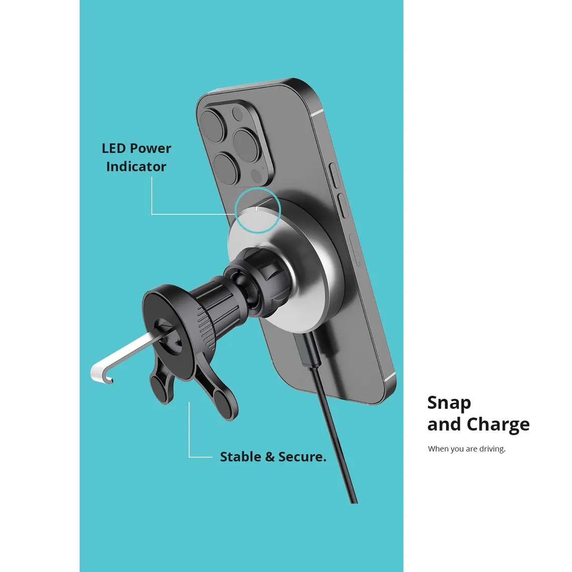 15W Magnetic Air Vent Wireless Car Charger Mount
